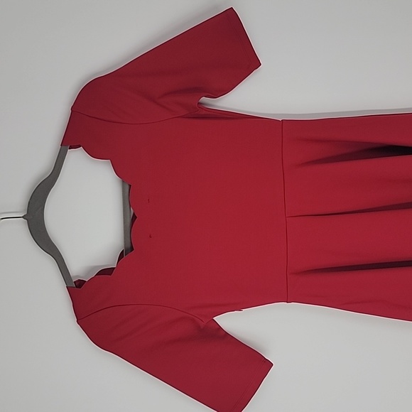 Lulu's tip the scallops red scalloped skater dress size xs - Picture 12 of 15